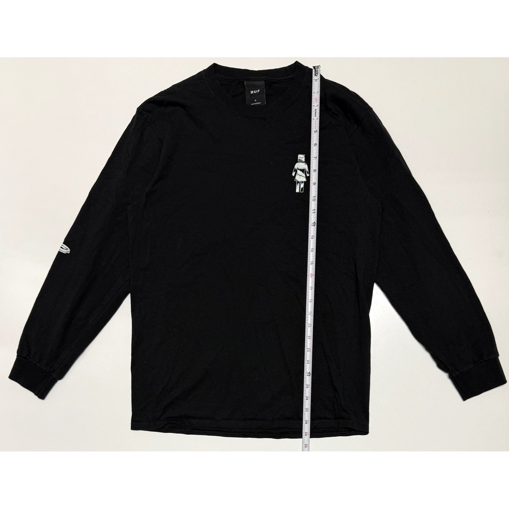 HUF x Girl Mens Long Sleeve Graphic T-Shirt Black Size L Streetwear Skate Tee